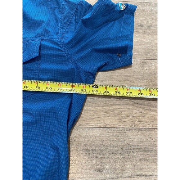 Kuhl KONQUER Plaid Short Sleeve Mens Large Button Down Blue Pocket Shirt READ - Picture 5 of 9